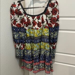 Alice + Olivia Red and Yellow Ruffled 3/4 Sleeve Mini Dress